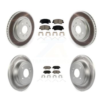 Front Rear Coated Disc Brake Rotors And Ceramic Pads Kit For Kia Rio Hyundai Accent KGC-100793