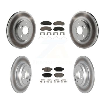 Front Rear Coated Disc Brake Rotors And Ceramic Pads Kit For 2009-2014 Acura TL KGC-100817