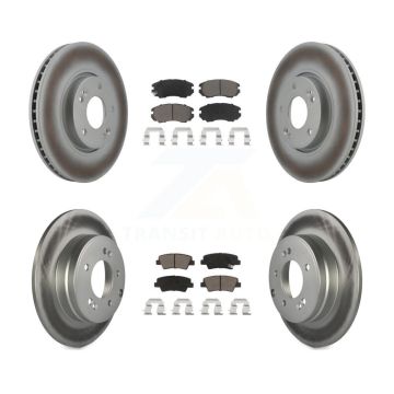 Front Rear Coated Disc Brake Rotors And Ceramic Pads Kit For Hyundai Sonata 3.3L KGC-100820
