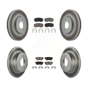 Front Rear Coated Disc Brake Rotors And Ceramic Pads Kit For Hyundai Sonata 3.3L KGC-100822