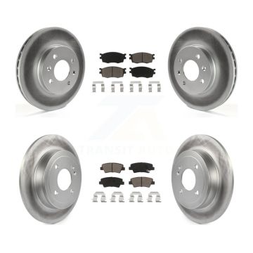 Front Rear Coated Disc Brake Rotors And Ceramic Pads Kit For 2011 Hyundai Accent KGC-100832