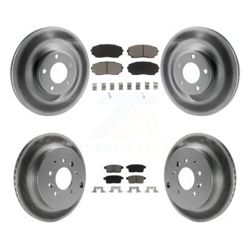 Front Rear Coated Disc Brake Rotors And Ceramic Pads Kit For Ford Edge Lincoln MKX KGC-100838