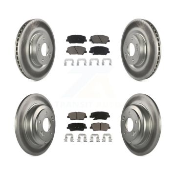 Front Rear Coated Disc Brake Rotors And Ceramic Pads Kit For Hyundai Genesis Coupe KGC-100841