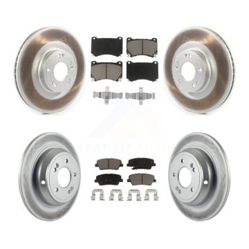 Front Rear Coated Disc Brake Rotors And Ceramic Pads Kit For Hyundai Genesis 4.6L KGC-100847