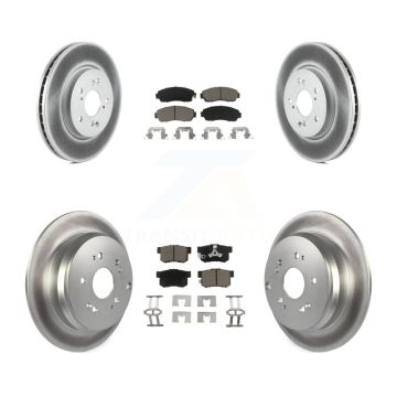Front Rear Coated Disc Brake Rotors And Ceramic Pads Kit For Honda CR-V Acura RDX KGC-100851