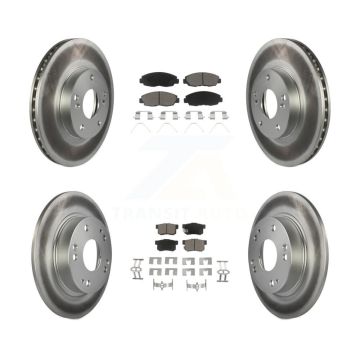 Front Rear Coated Disc Brake Rotors And Ceramic Pad Kit For 2014-2015 Honda Civic Touring KGC-100855
