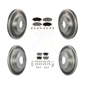 Front Rear Coated Disc Brake Rotors And Ceramic Pads Kit For Honda Civic Acura ILX KGC-100856