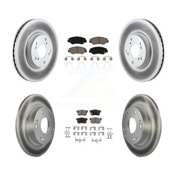 Front Rear Coated Disc Brake Rotors And Ceramic Pads Kit For Honda Civic Acura ILX KGC-100857