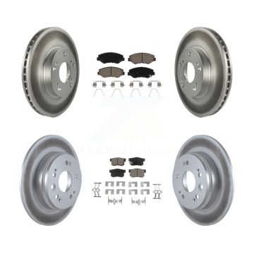Front Rear Coated Disc Brake Rotors And Ceramic Pads Kit For 2002-2004 Honda CR-V KGC-100859
