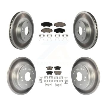 Front Rear Coated Disc Brake Rotors And Ceramic Pads Kit For 2003-2011 Honda Element KGC-100862