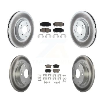 Front Rear Coated Disc Brake Rotors And Ceramic Pads Kit For Honda Civic Acura CSX KGC-100865