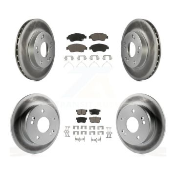 Front Rear Coated Disc Brake Rotors And Ceramic Pads Kit For Honda Civic Acura RSX KGC-100868