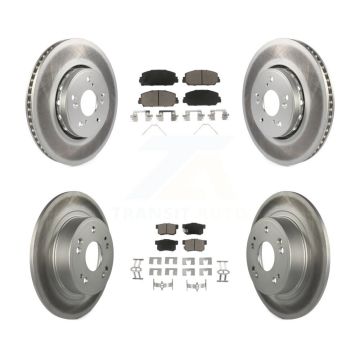 Front Rear Coated Disc Brake Rotors And Ceramic Pads Kit For 2016 Acura ILX KGC-100876