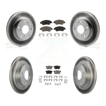 Front Rear Coated Disc Brake Rotors And Ceramic Pads Kit For 2013-2015 Acura ILX 1.5L KGC-100878