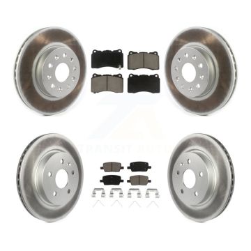 Front Rear Coated Disc Brake Rotors And Ceramic Pad Kit For Chevrolet Camaro Cadillac CT6 KGC-100884