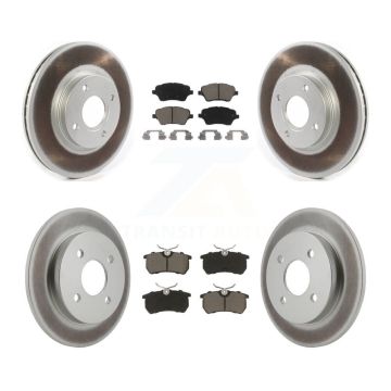 Front Rear Coated Disc Brake Rotors And Ceramic Pads Kit For 2014-2019 Ford Fiesta ST KGC-100888