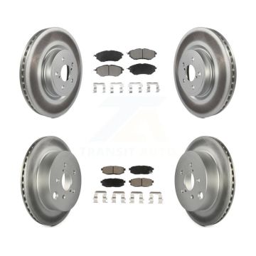 Front Rear Coated Disc Brake Rotor And Ceramic Pad Kit For 2014-2018 Subaru Forester 2.0L KGC-100909