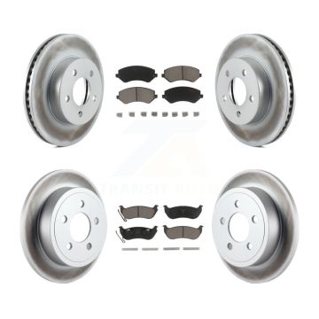 Front Rear Coated Disc Brake Rotors And Ceramic Pads Kit For 2003-2007 Jeep Liberty KGC-100934