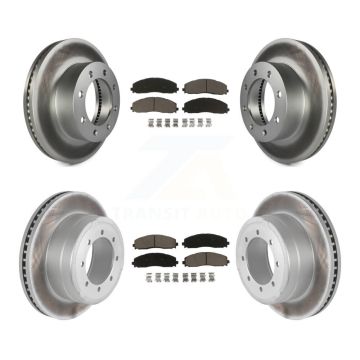 Front Rear Coated Disc Brake Rotors Ceramic Pad Kit For Ford F-350 Super Duty F-250 F-450 KGC-100940