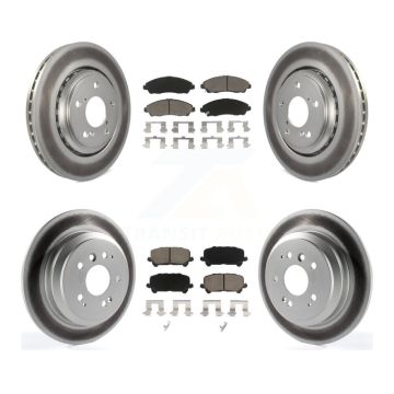 Front Rear Coated Disc Brake Rotors And Ceramic Pads Kit For Honda Pilot Ridgeline KGC-100966