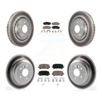 Front Rear Coated Disc Brake Rotors And Ceramic Pads Kit For 2019-2024 Honda Passport KGC-100967