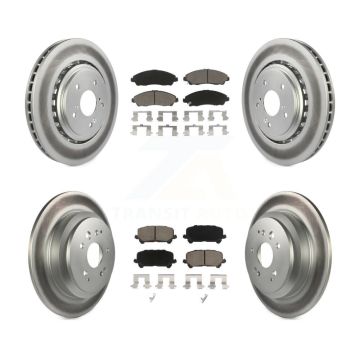 Front Rear Coated Disc Brake Rotors And Ceramic Pads Kit For 2014-2016 Acura MDX KGC-100968