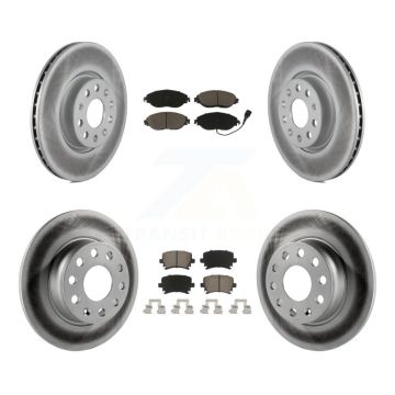 Front Rear Coated Brake Rotor Ceramic Pad Kit For Volkswagen GTI With Performance Package KGC-100981