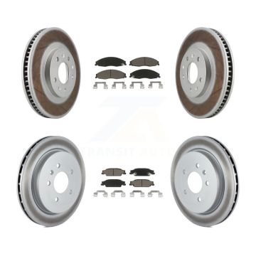 Front Rear Coated Brake Rotor & Ceramic Pad Kit For Cadillac CTS With Standard Suspension KGC-100986