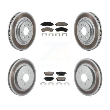 Front Rear Coated Disc Brake Rotors And Ceramic Pads Kit For Cadillac SRX KGC-100987