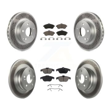 Front Rear Coated Disc Brake Rotors And Ceramic Pads Kit For Mercedes-Benz C250 C230 KGC-101006