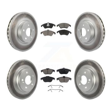 Front Rear Coated Disc Brake Rotors And Ceramic Pads Kit For Mercedes-Benz C300 C350 E350 KGC-101010