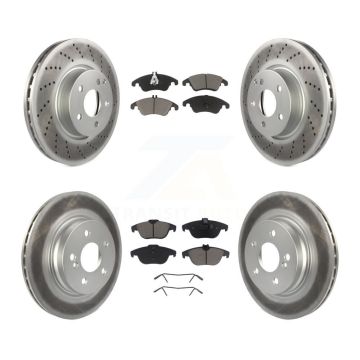 Front Rear Coated Disc Brake Rotors And Ceramic Pads Kit For Mercedes-Benz C300 C350 E350 KGC-101011