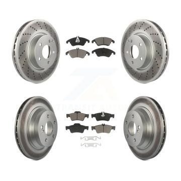 Front Rear Coated Disc Brake Rotors And Ceramic Pads Kit For Mercedes-Benz E350 E400 KGC-101018