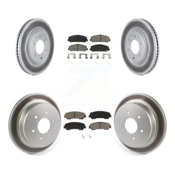 Front Rear Coated Disc Brake Rotors And Ceramic Pads Kit For 2017-2023 Nissan TITAN KGC-101045