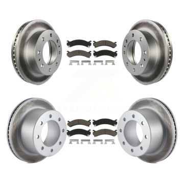 Front Rear Coated Brake Rotors Ceramic Pad Kit For Chevrolet GMC Silverado 3500 Sierra HD KGC-101052
