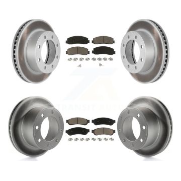 Front Rear Coated Disc Brake Rotors & Ceramic Pad Kit For Ford F-350 Super Duty F-250 4WD KGC-101054