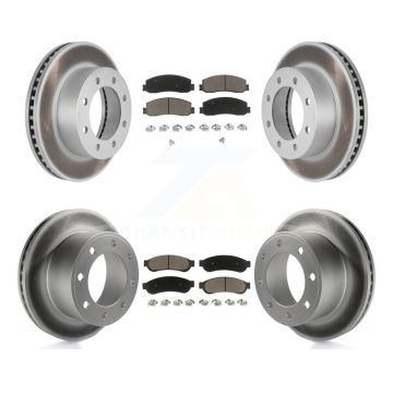 Front Rear Coated Disc Brake Rotors & Ceramic Pad Kit For Ford F-250 Super Duty F-350 4WD KGC-101055