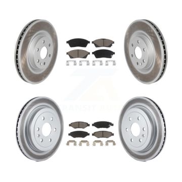 Front Rear Coated Disc Brake Rotors And Ceramic Pads Kit For Cadillac SRX Saab 9-4X KGC-101079
