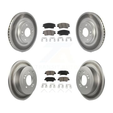 Front Rear Coated Disc Brake Rotors And Ceramic Pads Kit For Hyundai Tucson Kia Sportage KGC-101134