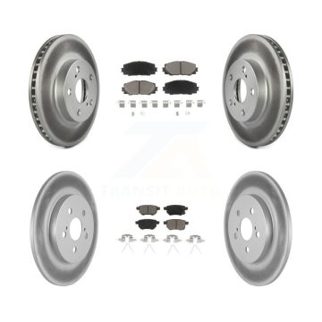 Front Rear Coated Disc Brake Rotors And Ceramic Pads Kit For Lexus CT200h KGC-101144