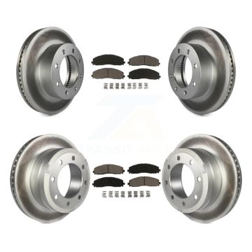 Front Rear Coated Disc Brake Rotors & Ceramic Pad Kit For Ford F-250 Super Duty F-350 4WD KGC-101152