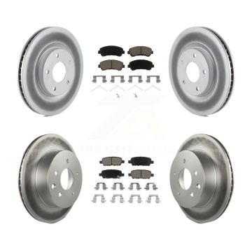 Front Rear Coated Disc Brake Rotors And Ceramic Pads Kit For Nissan Rogue Select KGC-101166