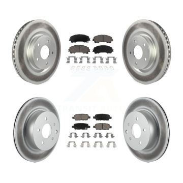 Front Rear Coated Disc Brake Rotors And Ceramic Pads Kit For 2016-2017 INFINITI QX50 KGC-101167