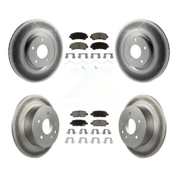 Front Rear Coat Disc Brake Rotors Ceramic Pad Kit For 2007-2012 Nissan Sentra SE-R Spec V KGC-101169