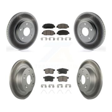 Front Rear Coated Disc Brake Rotors And Ceramic Pads Kit For Honda Accord KGC-101193