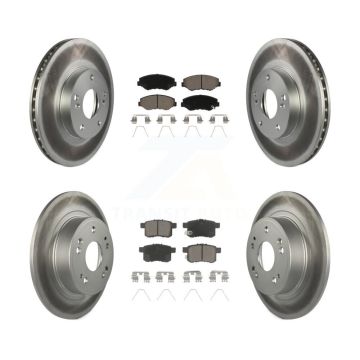Front Rear Coated Disc Brake Rotors And Ceramic Pads Kit For Honda Accord KGC-101195