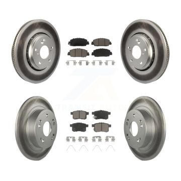 Front Rear Coated Disc Brake Rotors And Ceramic Pads Kit For Honda Accord KGC-101196