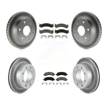 Front Rear Coated Brake Rotors Ceramic Pad Kit For 2006 Chevrolet Express 2500 GMC Savana KGC-101202