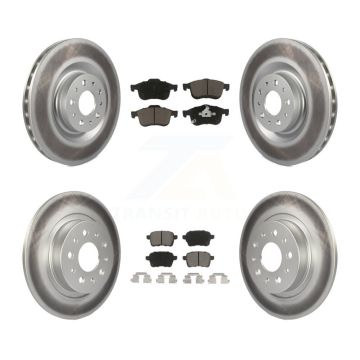 Front Rear Coated Disc Brake Rotors And Ceramic Pads Kit For 2014-2020 Fiat 500L KGC-101207