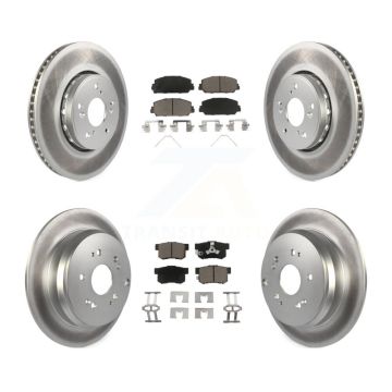 Front Rear Coated Disc Brake Rotors And Ceramic Pads Kit For 2013-2018 Acura RDX KGC-101214